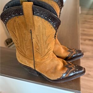 Reba Tan and Brown Heeled Boots